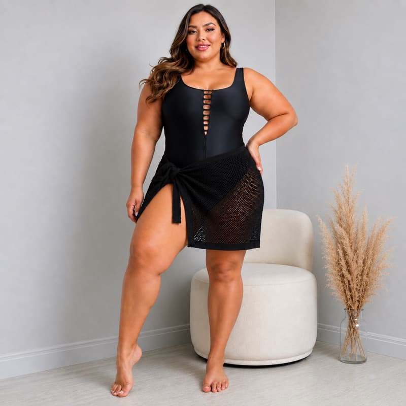 SAIA SAIDA DE PRAIA PISCINA TAPA BIQUINI PLUS SIZE FEMININO SAÍDA DE PRAIA CURTA
