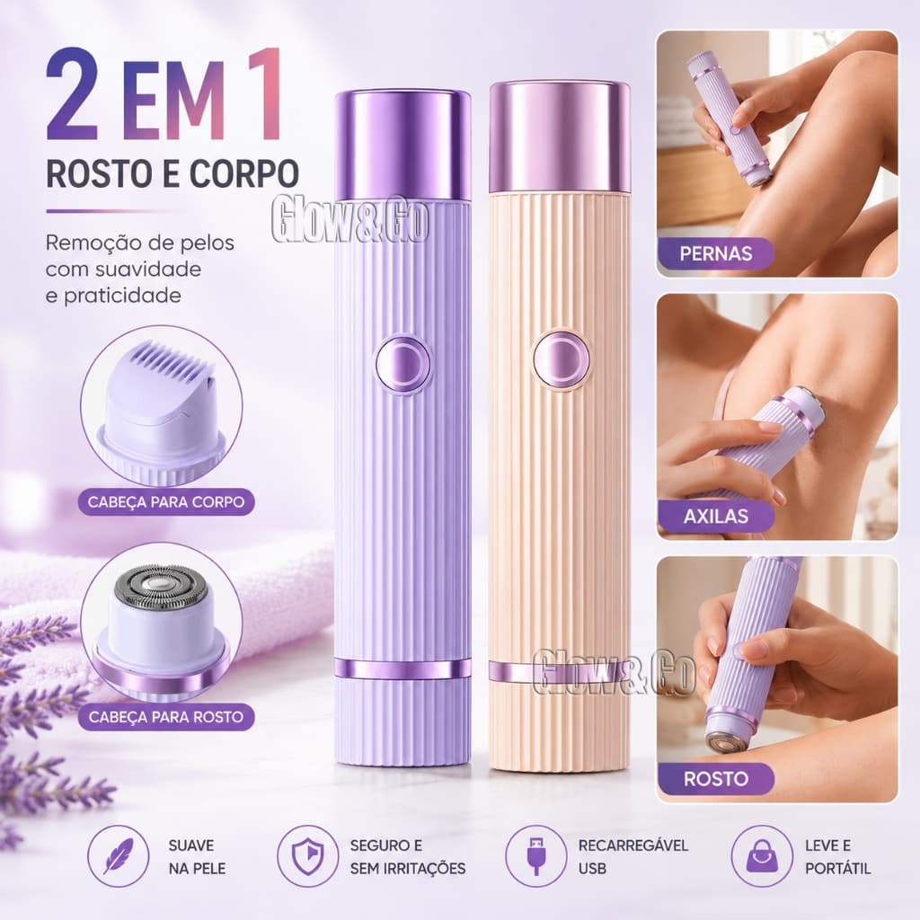 Depilador Eletrico Feminino Recarregável Removedor De Pelos Navalha Dupla