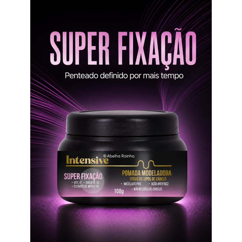 Pomada Modeladora Capilar Intensive Abelha Rainha 100g Super Fixação Controle dos Fios Penteados Duradouros