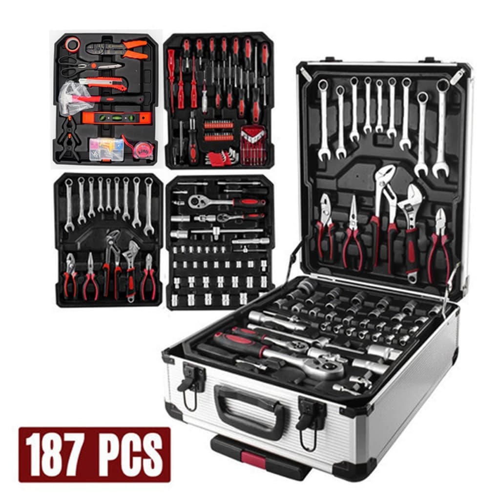 Kit Maleta De Ferramentas 187 Pçs Cromo Valadinum C/ Rodas