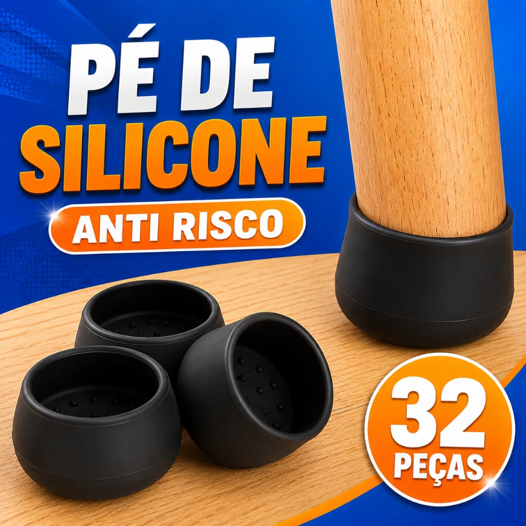 Kit 32 Protetor de Pes Redondo Cadeira Mesa Silicone Antiderrapante Ponteira Perna Moveis Nao Risca