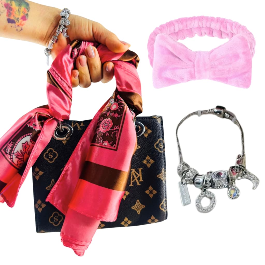 Bolsa Para Passeio ou Presentear Acompanha Pulseira e Faixa de Cabelo para Maquiagem