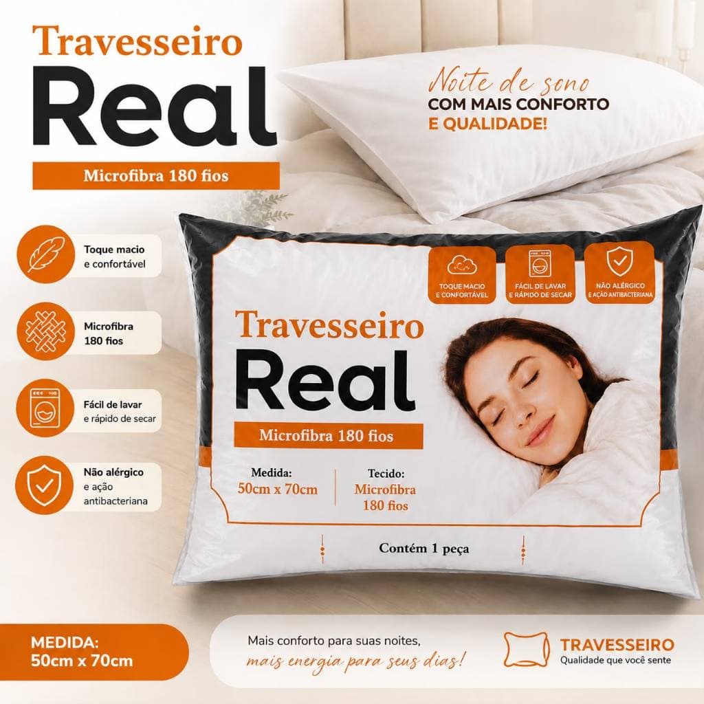 TRAVESSEIRO MICROFIBRA 180 FIOS 0,50CM X 0,70CM