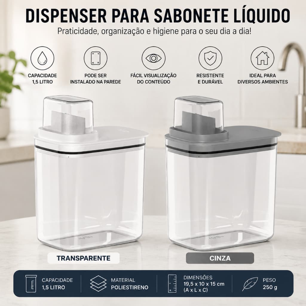 Dispenser Sabonete Líquido Automático 15L Reservatório Grande Instalável Parede