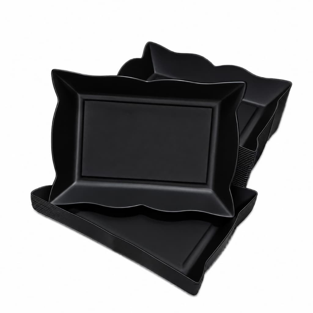 Kit Bandejas Plásticas Multiuso Petisqueiras Organizadoras Versáteis Pretas