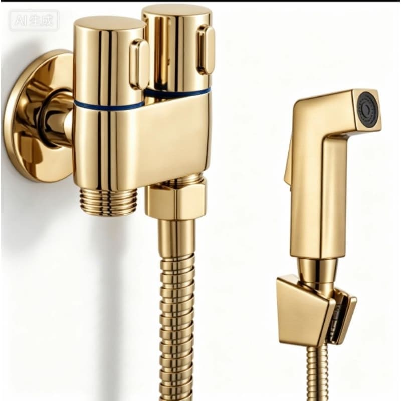 Ducha Higiênica Dourada Completa Quadrado metal Aço Inox Luxo Brilhante  15433G + 11526G