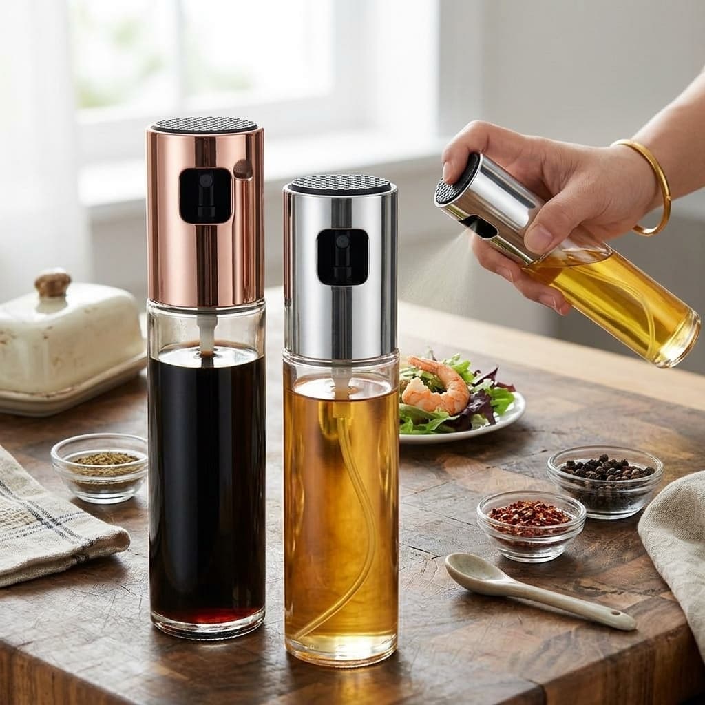 Borrifador de Azeite e Vinagre Spray em Vidro 100ml Galheteiro Culinário para Air Fryer e Saladas