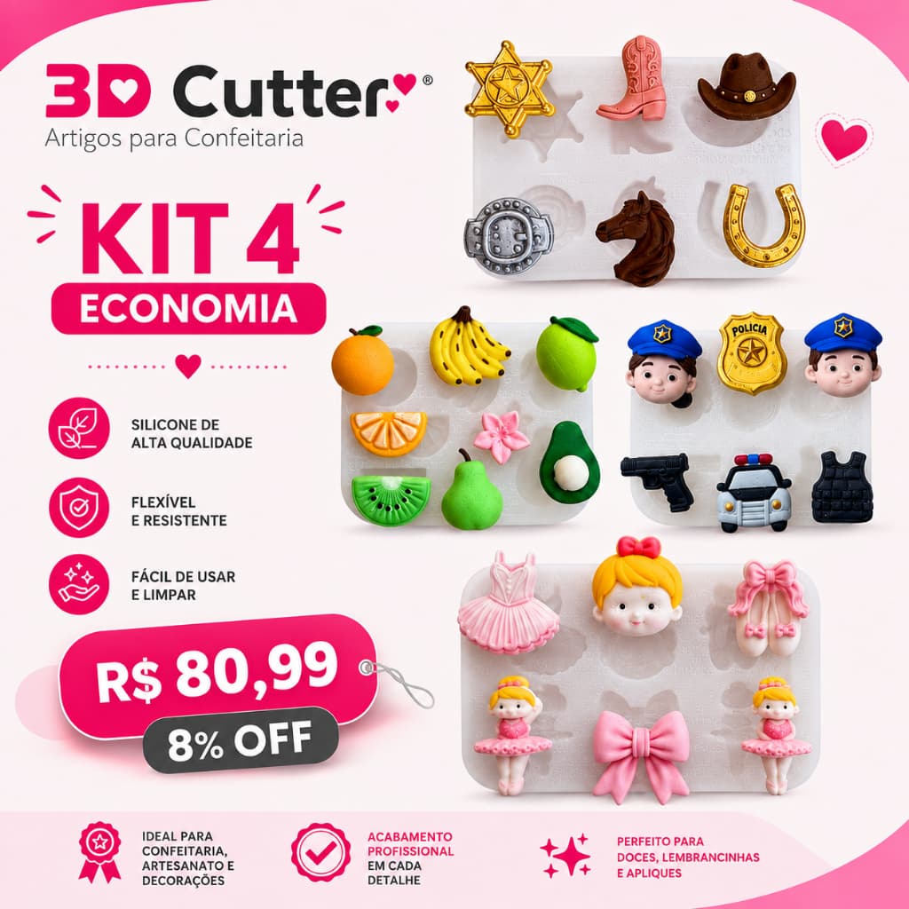 Combo Moldes Silicone para Artesanato  - Kit 4 unidades - 8% OFF ( Escolha os modelos no chat)