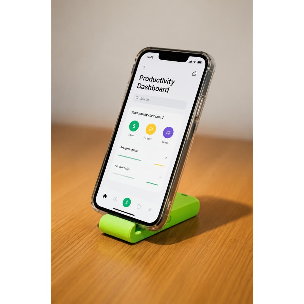 Suporte Ergonômico 3D para Celular — Organização, Conforto e Estilo para seu Setup