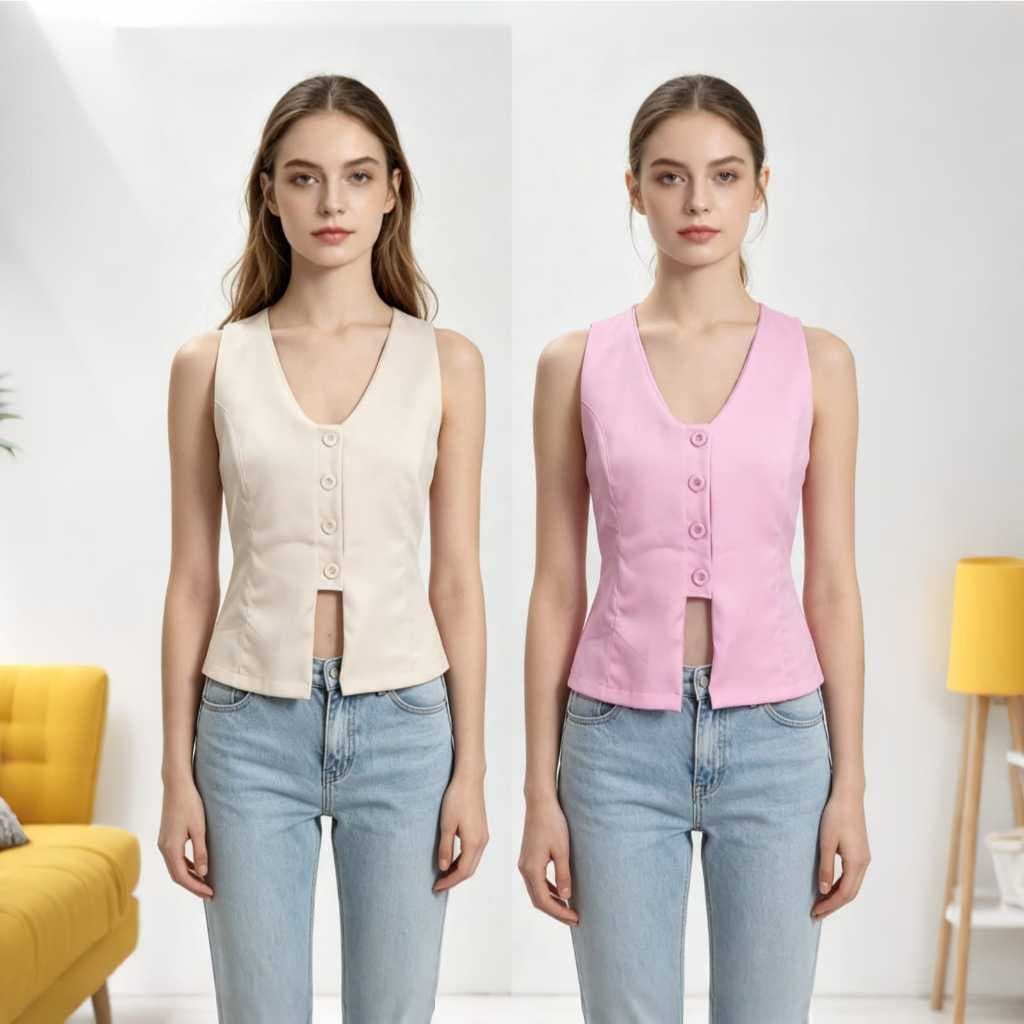 Coleta Social Feminina Elegante e Versátil Em Tecido Alfaiataria Premium Botões Funcional Novidade Moda 2026