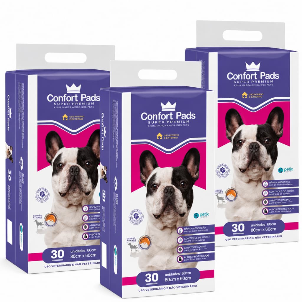 Tapete Higiênico Hig Confort Pads Ultra Absorção 80 X 60cm 30-7 Unidades Sem Odor Cães e Gatos