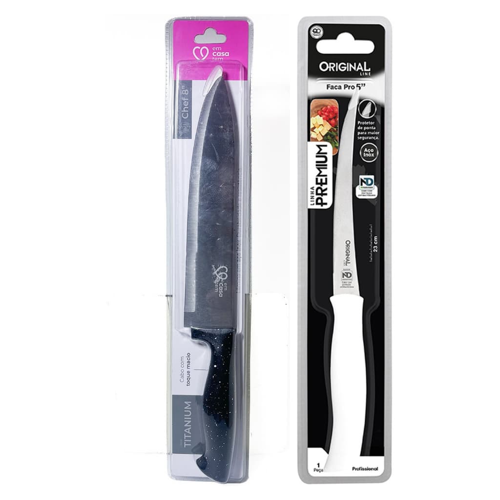 Kit 2 peças Faca Peixera 5" Pro Original + Faca do Chef 8" EmCasaTem