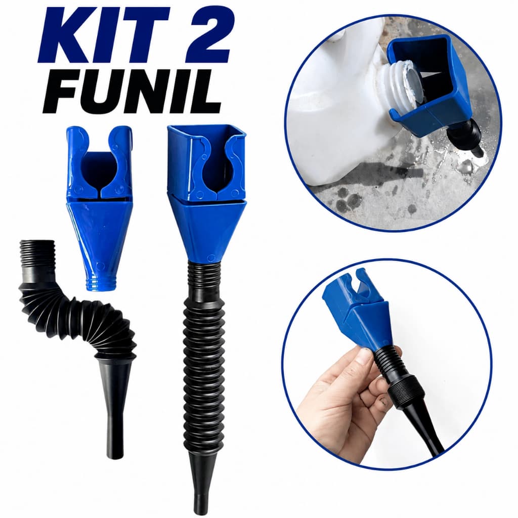 Kit Com 2 Peças Funil Multiuso Articulado Flexível Para Uso Mecânico E Domestico