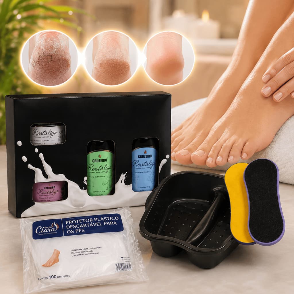 Kit Spa dos Pés Completo Cruzeiro | Pedicure Profissional, Remove Pele Morta, Rachaduras e Ressecamento