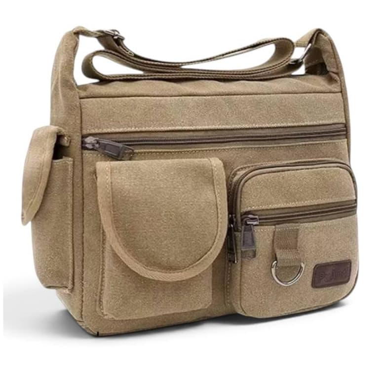 Bolsa Masculina Transversal Tiracolo Resistente Militar Grande com Vários Bolsos
