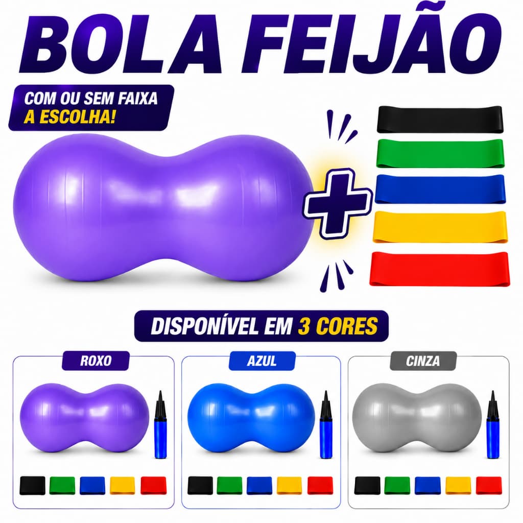 Bola Pilates Feijão 90x40 cm Resistente C/ Bomba Pilate
