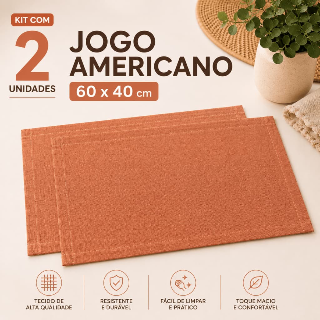 Kit 2 Jogo Americano 60x40cm Lugar Americano em Linho Mesa Posta Decoração Mesa de Jantar