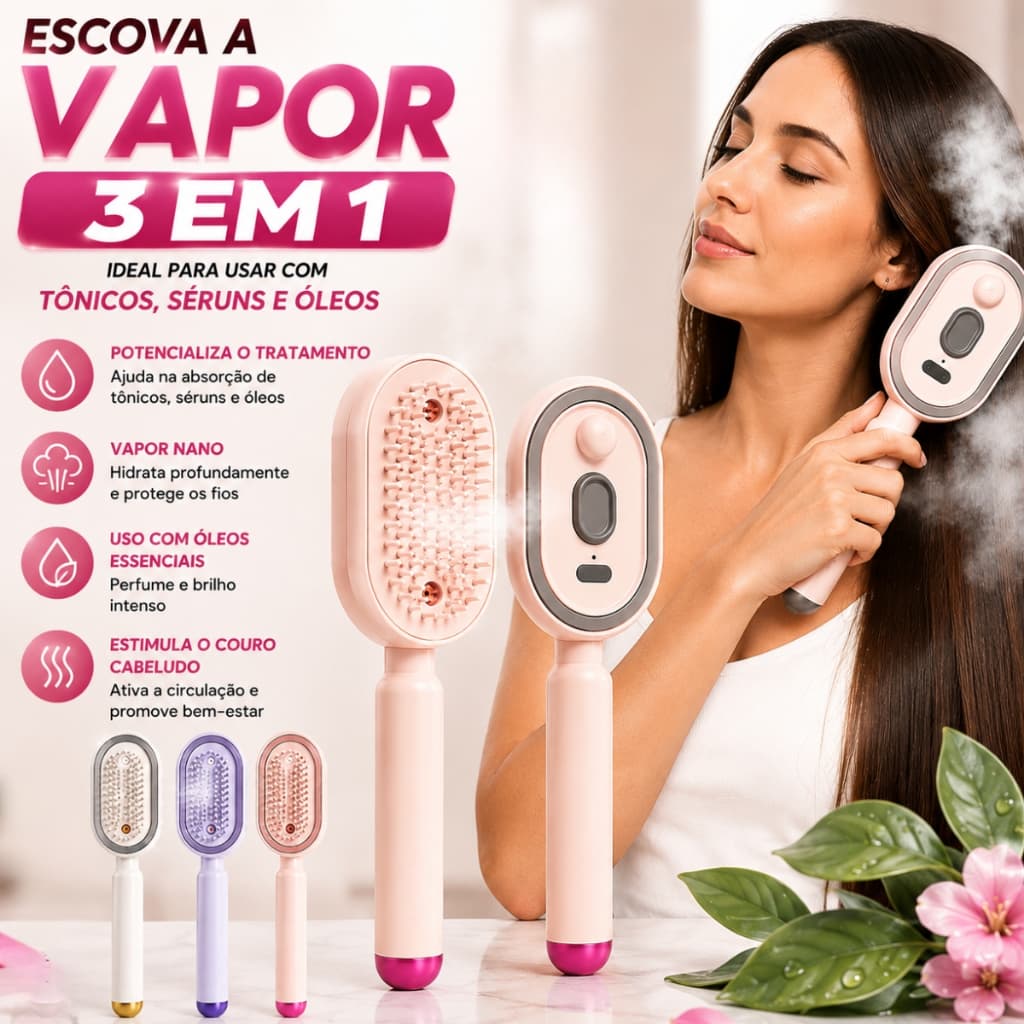 Escova De Cabelo com Vapor Eletrica USB Anti Frizz ANTIQUEDA ENVIO IMEDIATO