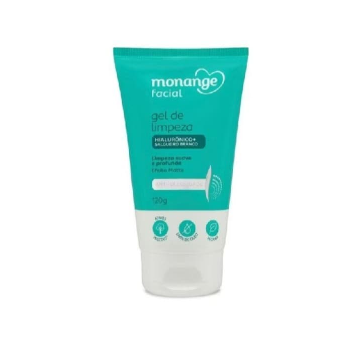 Gel de Limpeza Facial Anti Oleosidade Monange 120g Hiarulônico Limpeza Suave
