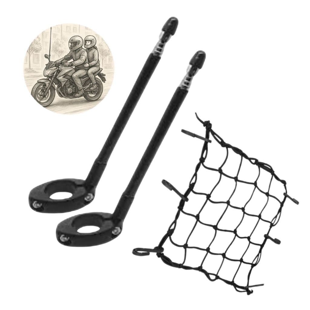 Kit 1 ou 2 Antena Corta Pipa Moto Guidão Abraçadeira de Metal Com ou Sem Rede Redinha Arranha Moto