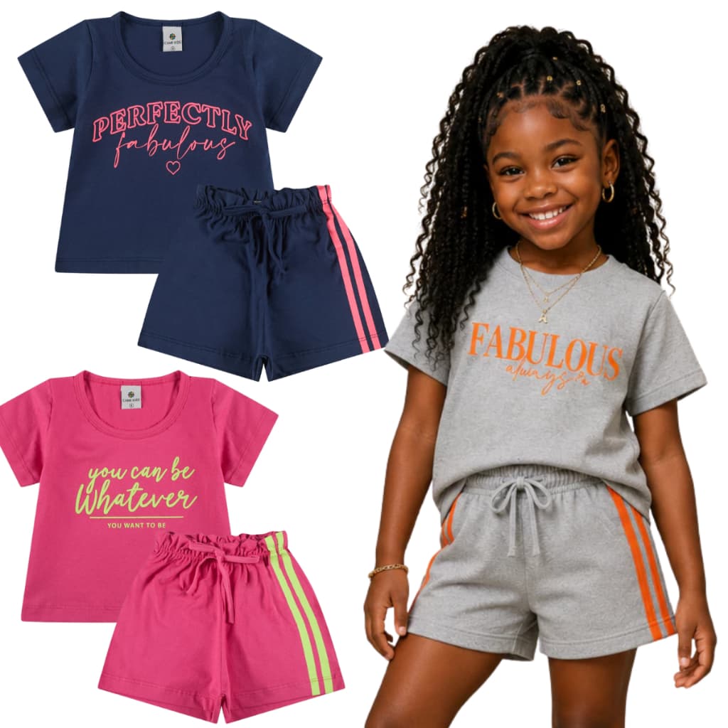 Conjunto Infantil Menina do 1 ao 14 anos Blogueirinha |  Conjunto Juvenil Menina | Blusa Algodão + Short Infantil