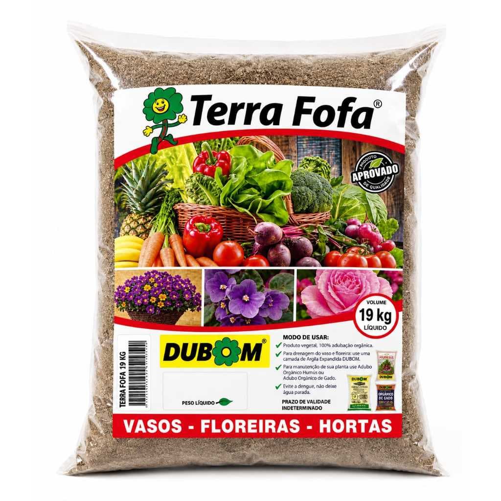 Terra Adubada Orgânica Dubom 19kg para Horta, Vasos e Jardim