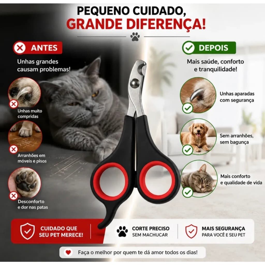 Alicate Tesoura Cortador De Unhas Pet Gatos Cães Pássaros