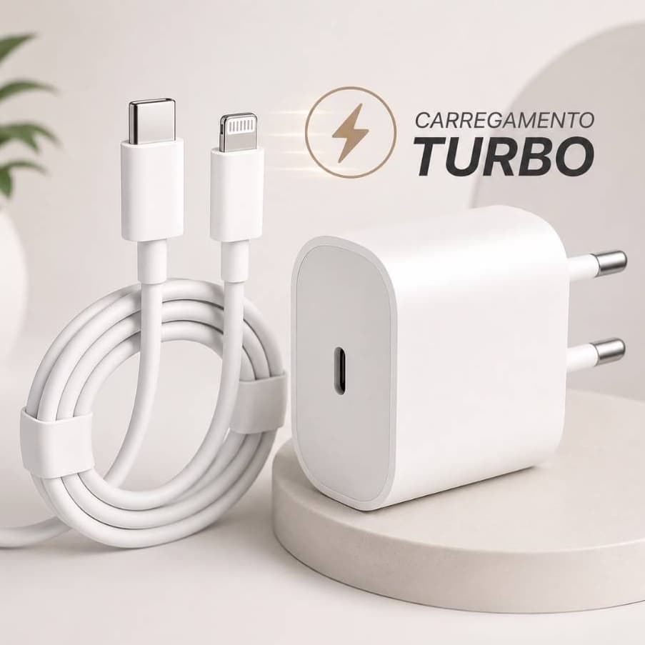 Carregador Turbo De iPhone Tipo C Para Lightning iPhone Até o 14