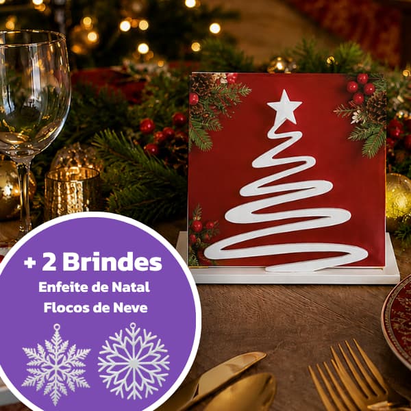 Porta Guardanapo Árvore de Natal com Estrela Decoração de Mesa Posta Natalina Luxo + Brindes Exclusivos