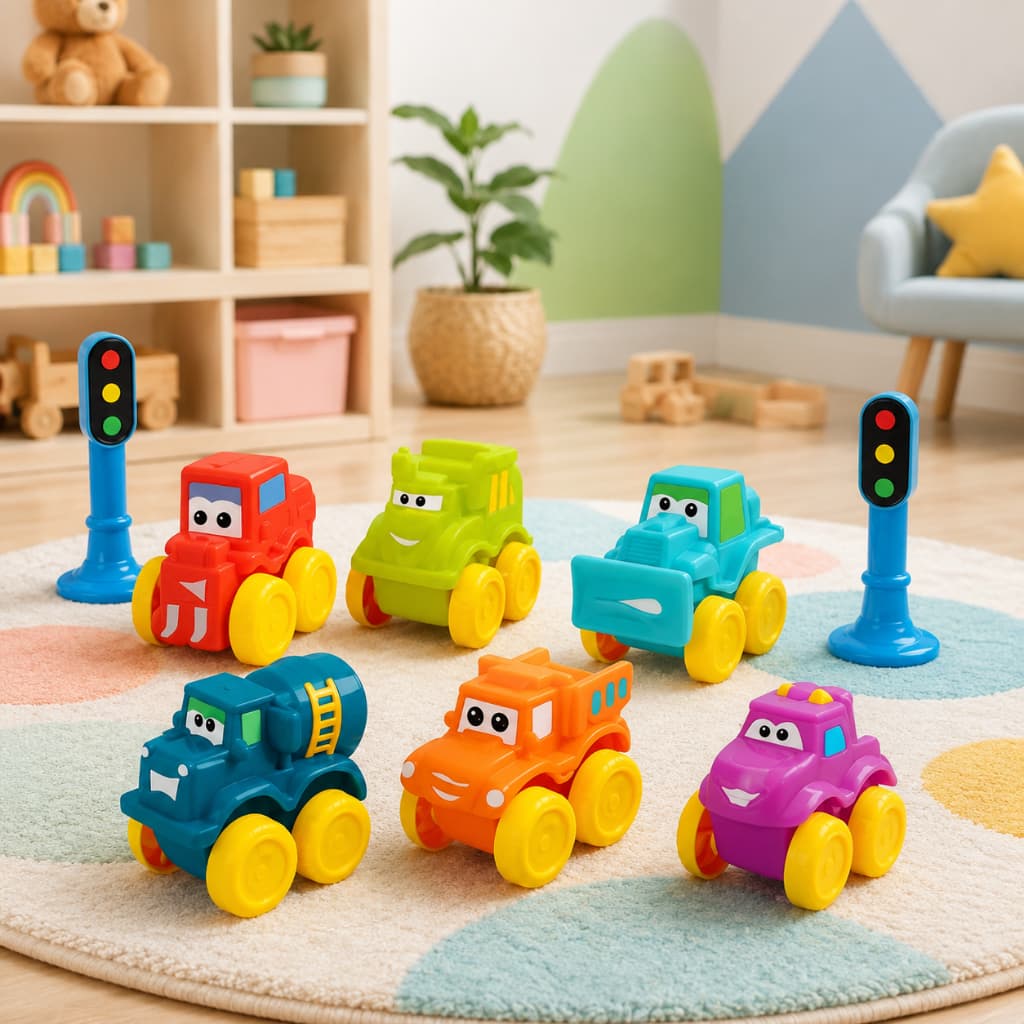 Carrinho Cartoon Soft Apertar Mordedor Brinquedo de Bebeb Carrinhos 2 Peças na Caixa Presente Baby