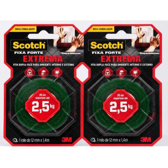 fita dupla face 3M KIT com 2 Fitas Dupla Face promoção scotch.