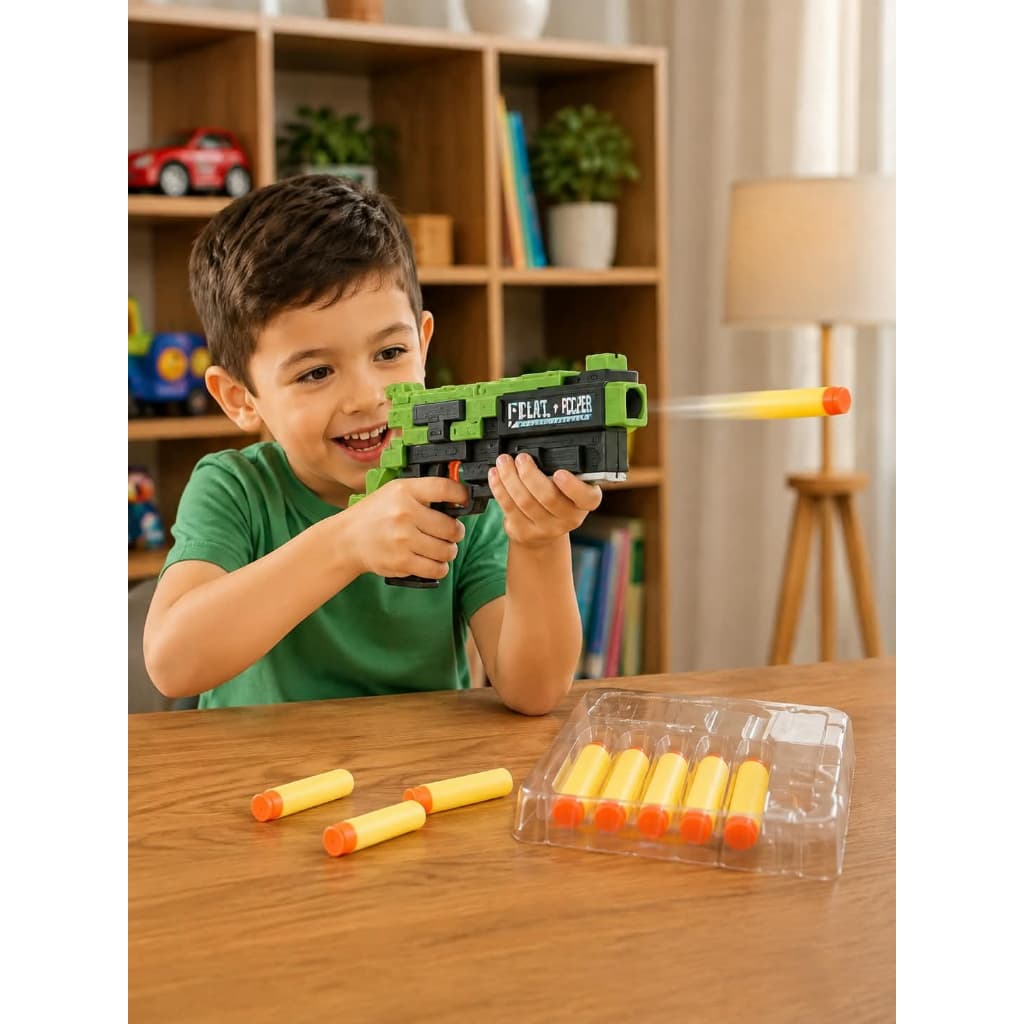 Pistola Lança Dardos Espuma Brinquedo Arminha Diversão Infantil Verde