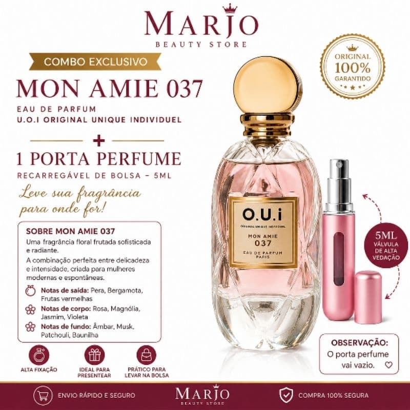Combo Perfume O.U.i Mon Amie 037, 30 ML, Original Eau de Parfum + Porta Perfume 5ml