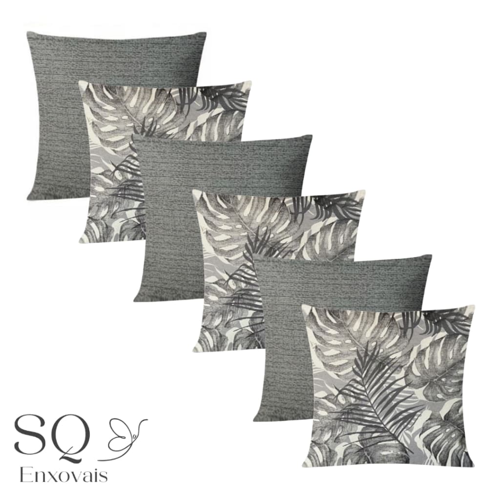 Kit Com 6 Almofadas Cheias Decorativas 45x45cm Zíper Invisível
