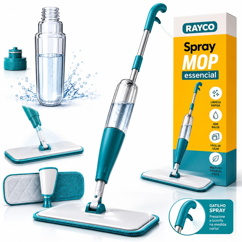 Mop Spray Inox Com Reservatório Passa Pano Rápido Vassoura Mágica