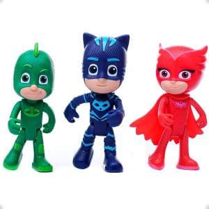 Kit de vinil com 3 bonecos Pj Masks - Lagartixo/menino Gato/corujita/antialérgico