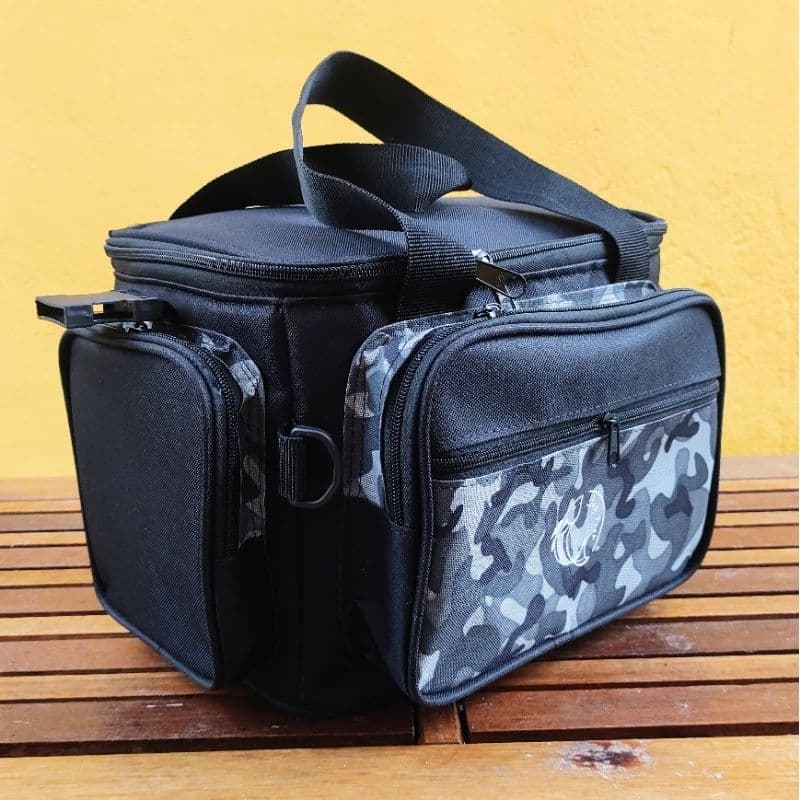 Bolsa/Mala de Pesca Preta e Cinza (Edição Limitada)