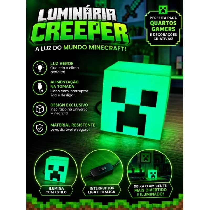 Luminária Creeper Minecraft