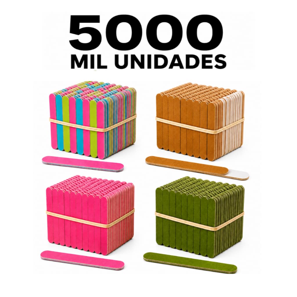Kit 5000 Mini Lixa de Unha Manicure Pedicure Uso Profissional em Clínica de Estética 8 Cm  Rosa Parda Verde Sortidas