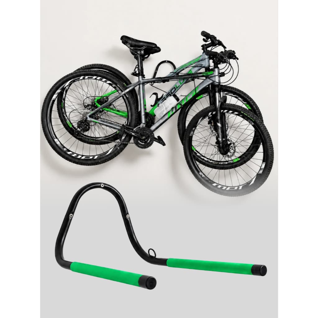 Suporte Horizontal Parede 2 Bikes Universal C/ Furo Para Cadeado Brinde Extensor