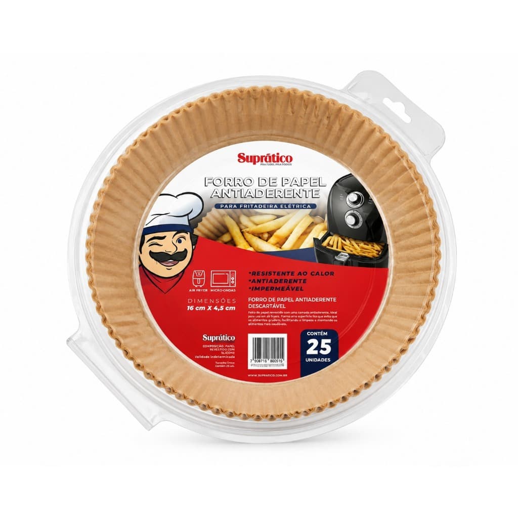 Forro de Papel C/25 Antiaderente para AirFryer
