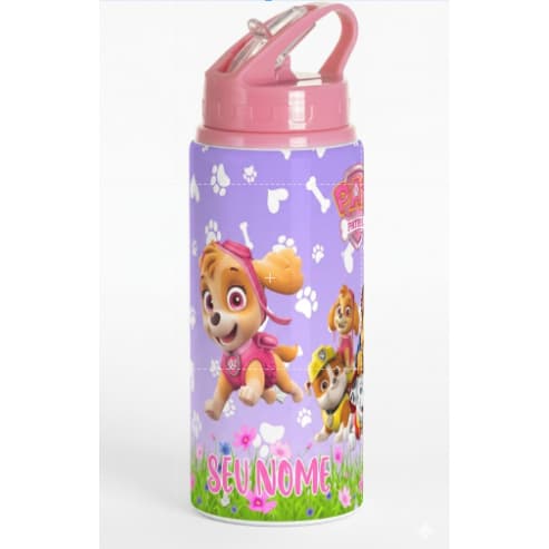 Garrafa Alumínio 600ml Personalizada Com Nome  Skie E Everest Patrulha Canina