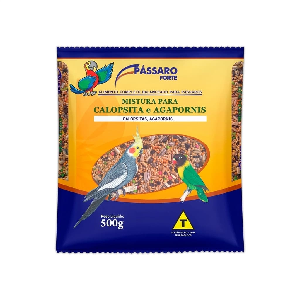 Mistura Calopsita Agapornis 500g Passaro Forte Ração Sementes para Aves Alimentação