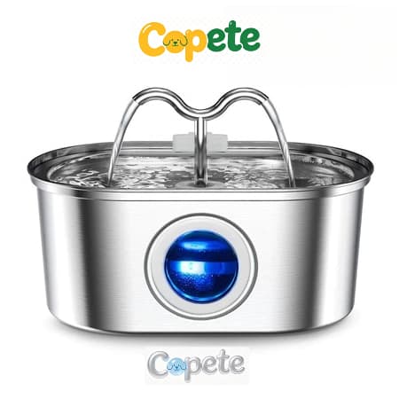 Copete Fonte de Água Automática para Gatos 3,2L Aço Inoxidável, Filtro e Visor Transparente de Nível de Água