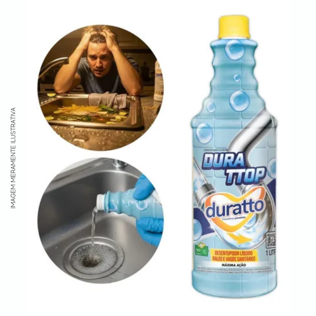 Durattop Desentupidor Líquido (Pias, Ralos e Vasos Sanitários) 1L Duratto