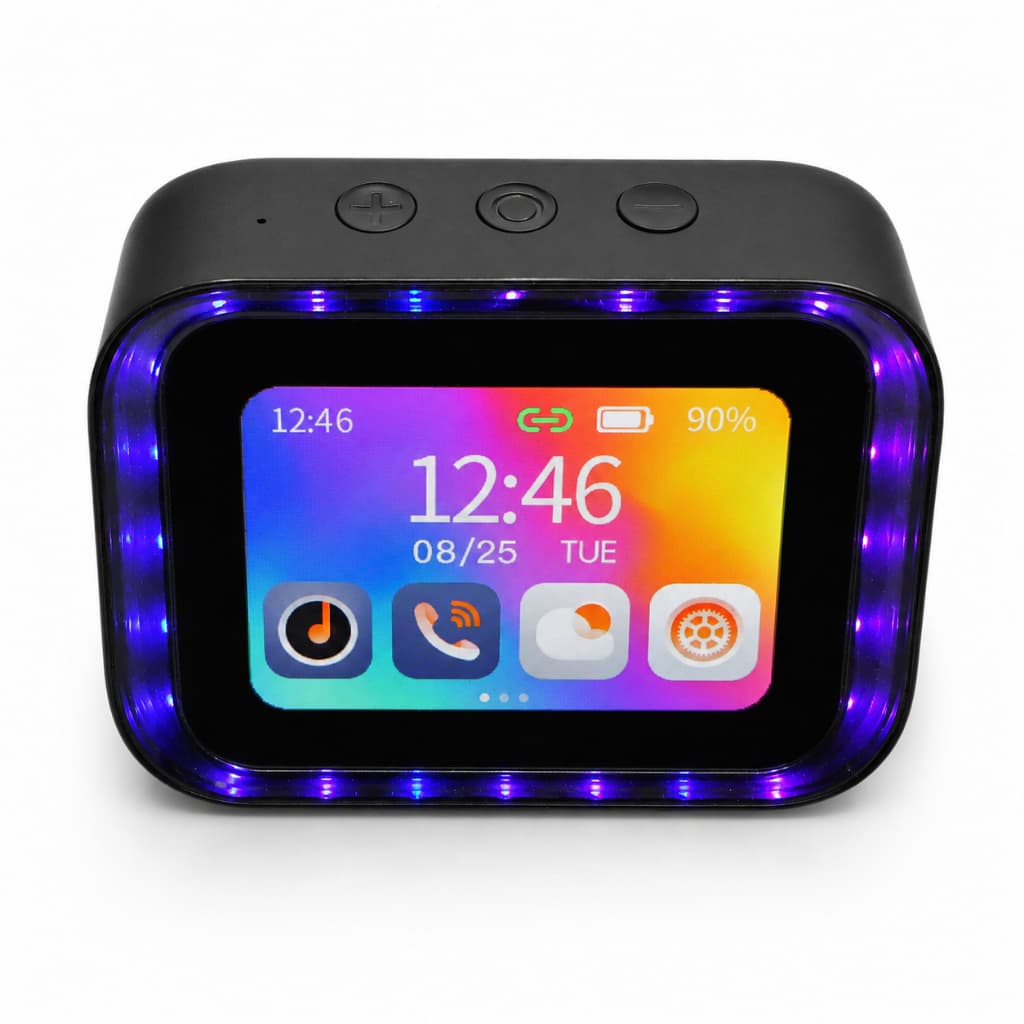 Caixa De Som Bluetooth Tela Touch Rgb Com Despertador