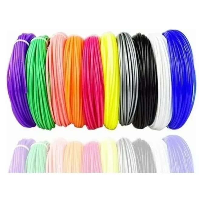 Refil Filamento PLA 1.75mm Kit 10 Cores 100 Metros Para Caneta 3D E Impressora 3D Multicor