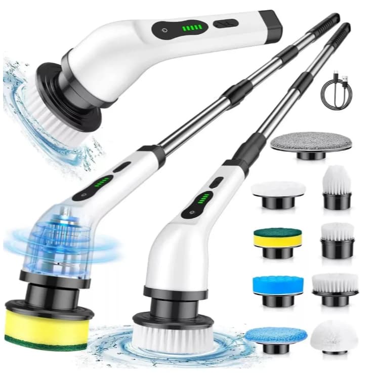 Escova Elétrica Esfregador De Limpeza 9 Em 1 Ajustável Mop Giratorio 360 Graus Com Esponjas