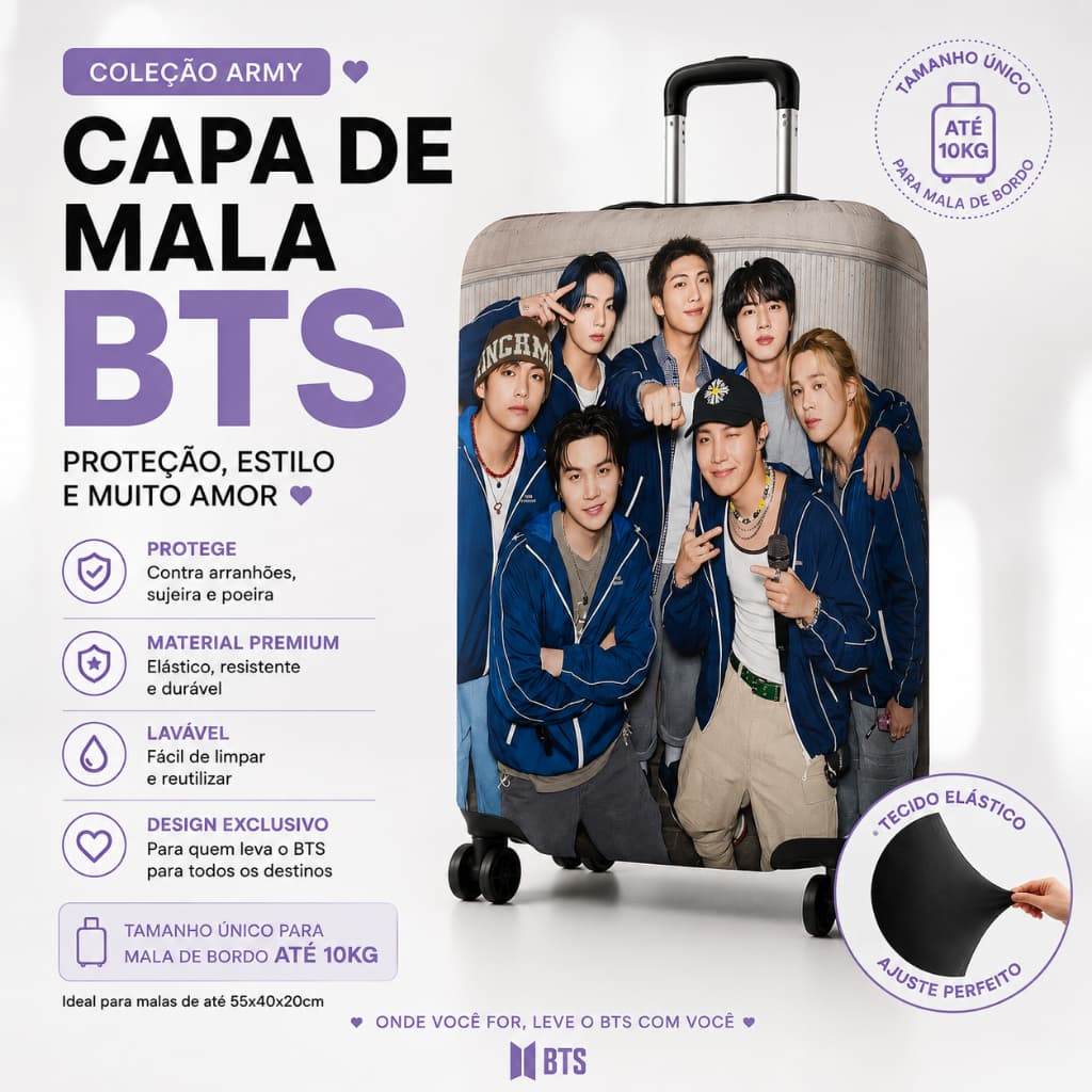 Capa de Mala Personalizada BTS Viagens - Mala de bordo