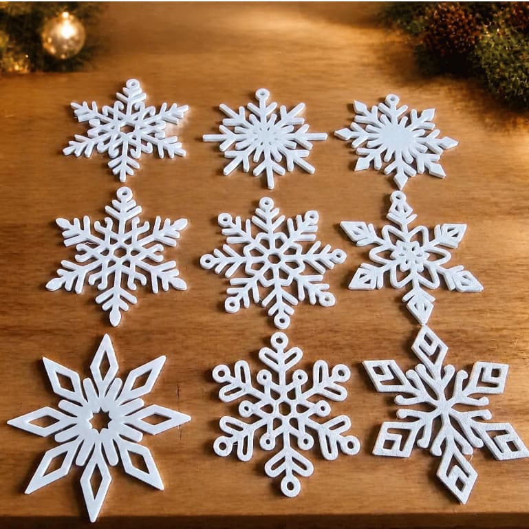 Enfeite de Natal Floco de Neve Decoração para Árvore Kit